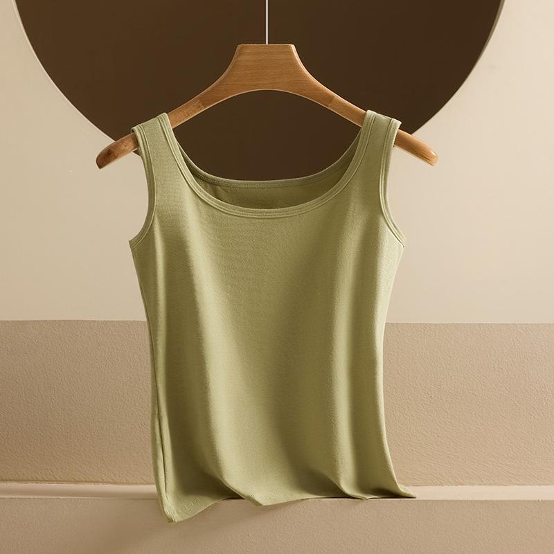 Women Beautiful Back Wide Shoulder Cotton Breathable Vest Inner Outer Wear Casual Tank Top