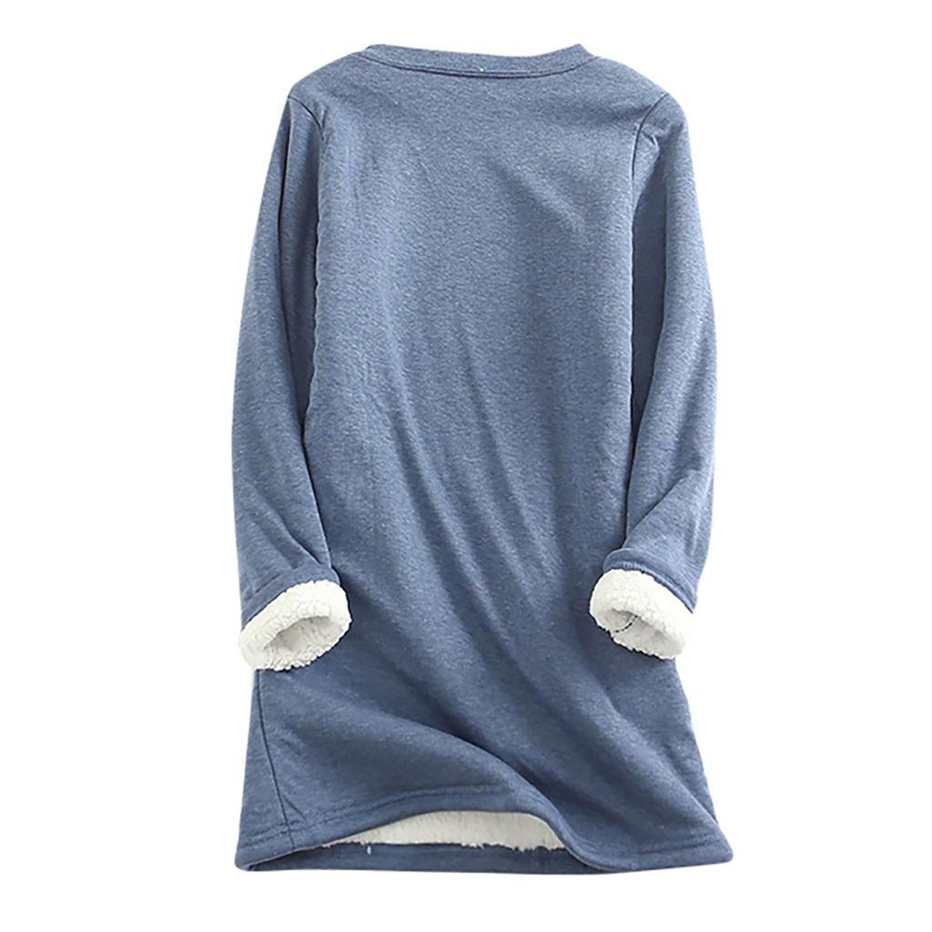Women Thick Fleece Sweatshirt Leopard Print Velvet Warm O-neck Underwear Top