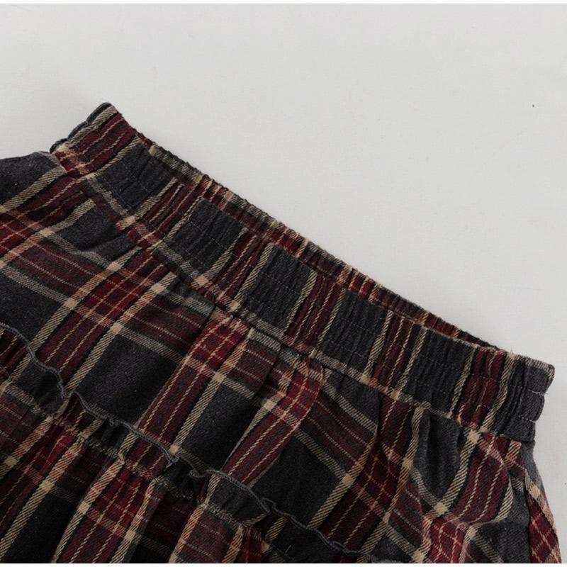 Loose Plaid Long Sleeve Shirt and Half Skirt Set Women's Versatile Turn-down Collar Wide Waist Belt 2025 Spring New