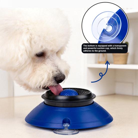 Dog Licking Bowl with Rolling Ball, No-Spill Slow Feeder for Liquid Treats, Anti-slip Suction Cup Bone Broth Yogurt Lick Toy for Dogs Cats