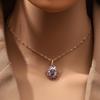 Luxury Oval Purple Zircon Pendant Necklace for Women Gold Color Exquisite Party Jewelry