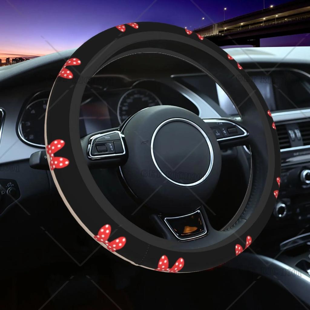 Coprivolante Cartoon a Pois con Fiocco per Donne Accessori Decorazione Auto Modello Stampato Taglia Unica Regalo Accessori Auto