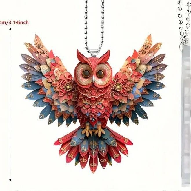 Owl Attractive Cartoon Acrylic Hanging Decoration For Car Interior Stylish Accessory