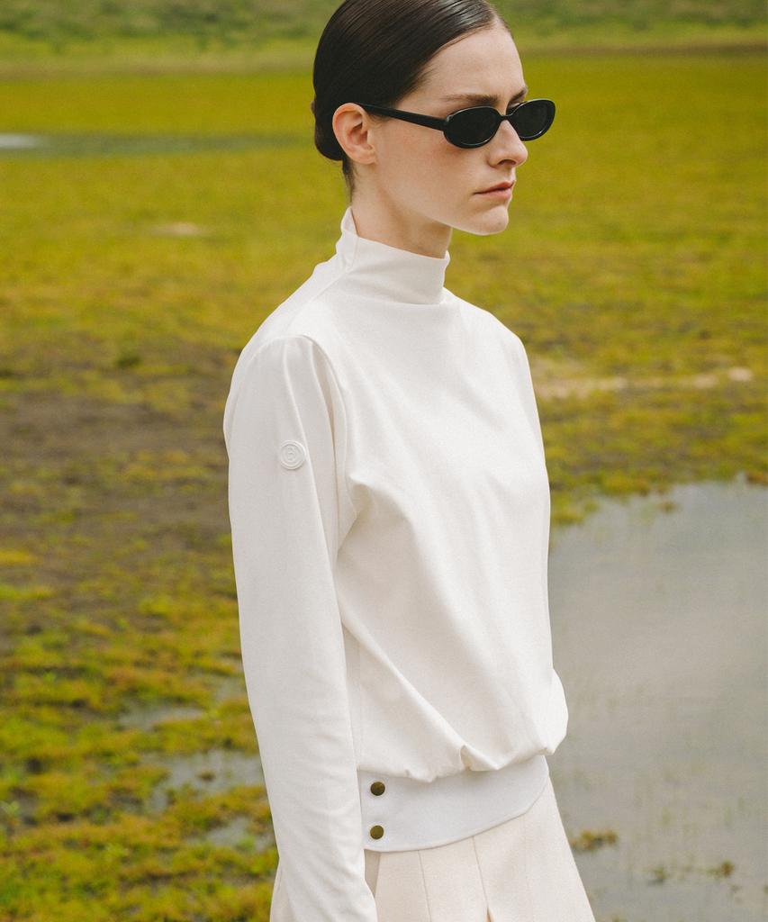 OBER GOLF Functional Stretch Half-Neck Top (White)
