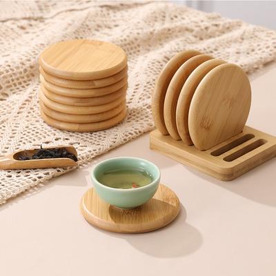Bamboo Round Coaster Anti-scald Insulated Teacup Mat Rest Place Holder Coffee Coasters Simple Tea Ceremony Accessories