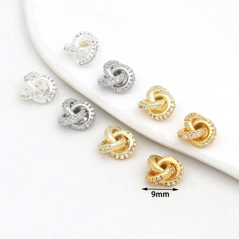 Farbechtheit k Echtgold mikro-eingefasster Zirkon Fassperlen Straße durchbohrt kleine Taille Kristallarmband DIY Perlenabstandshalter mit Perlen C