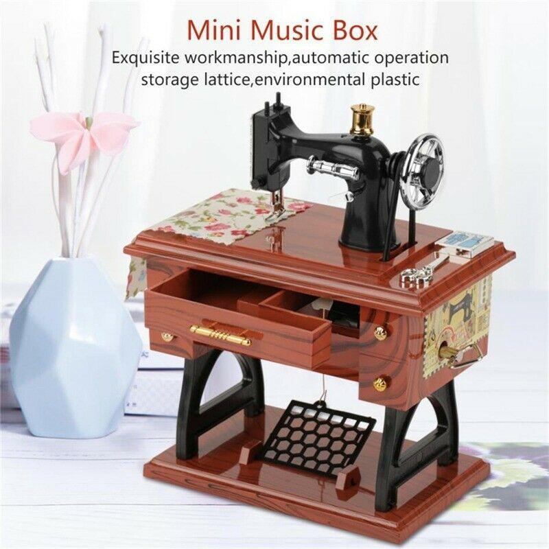 1 Stuks Naaimachine Muziekdoos Mini Vintage Retro Naaien Opwindbare Muziekdoos Cadeau Tafel Huisdecoratie