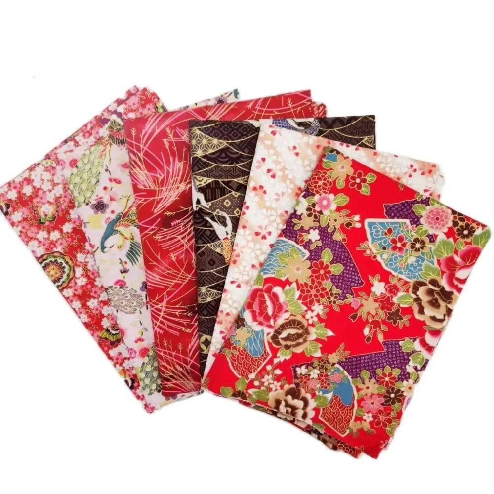 

Gilding Printing Japanese Style Fabric Sakura Printed Clothing Material Clothing Cloth Sewing 20x25cm-Style D