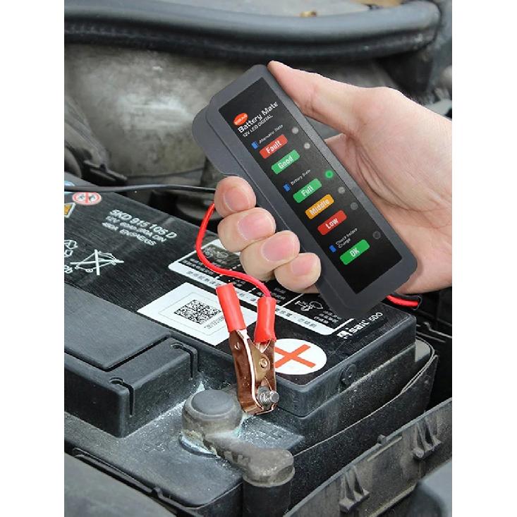 בודק מצבר לרכב מיני 12V בודק אלטרנטור דיגיטלי תצוגה עם 6 נורות LED כלי אבחון רכב מנתח בודק מצבר לרכב