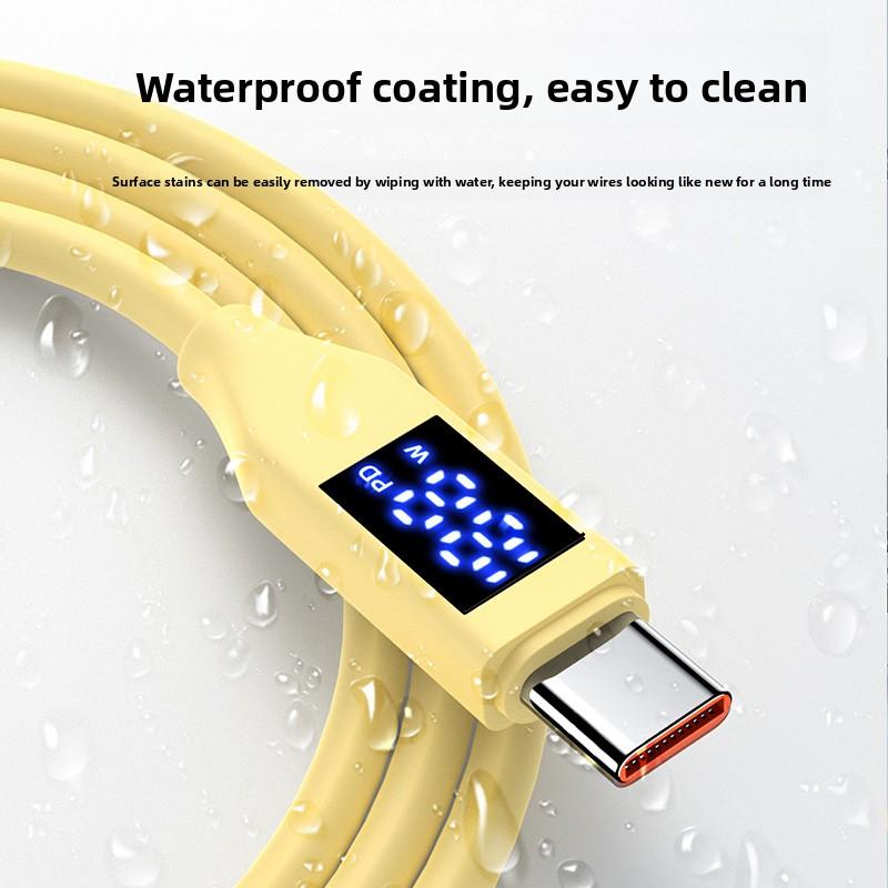 Genuine Silicone Gel Digital-Display Fast-Charging & Data Transfer Dual Type-C Phone Data Cable Compatible for for for