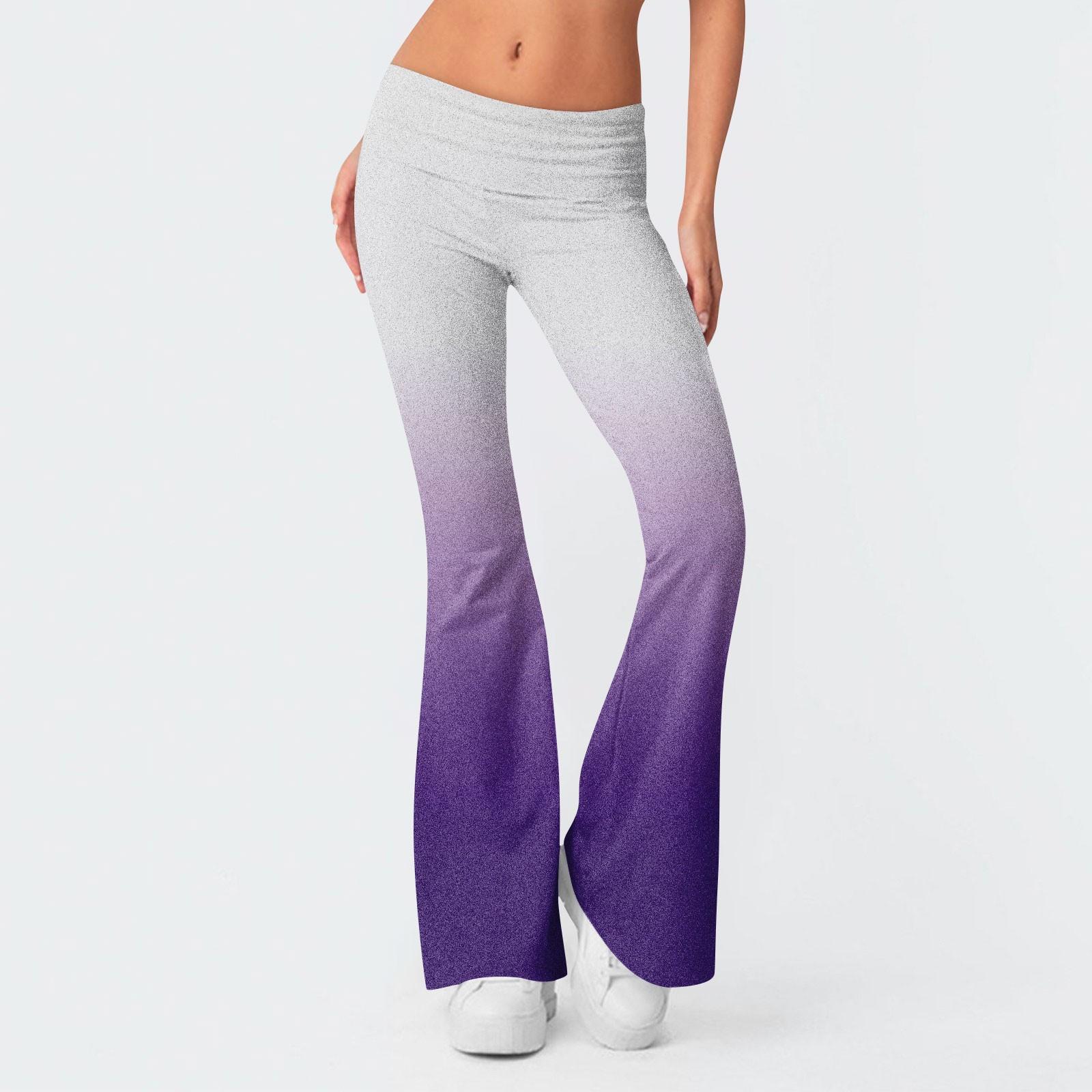 

Женские модные брюки-клеш с эластичной резинкой на талии и низкой талией с градиентом, тонкие брюки-клеш с обратной талией M