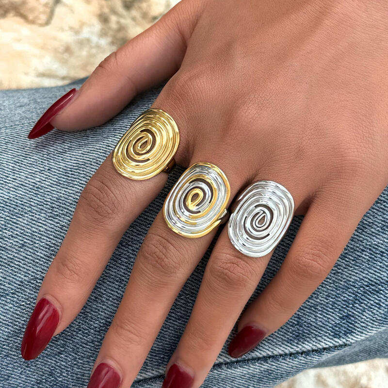 Stainless Steel Threaded Rotating Rings for Women Men Personality Gold Silver Color No Fade Opening Rings Jewelry Accessories