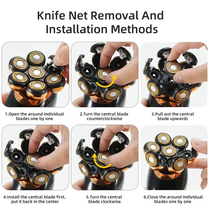 Electric Shaver 7Head Floating Cutter Shaving Machine USB Rechargeable Portable Beard Trimmer for Men Beard Grooming Travel