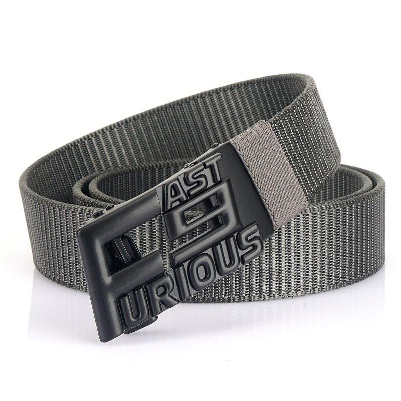 Men s Automatic Buckle Nylon Canvas Belt Casual Outdoor Knitted 120cm темно-серого