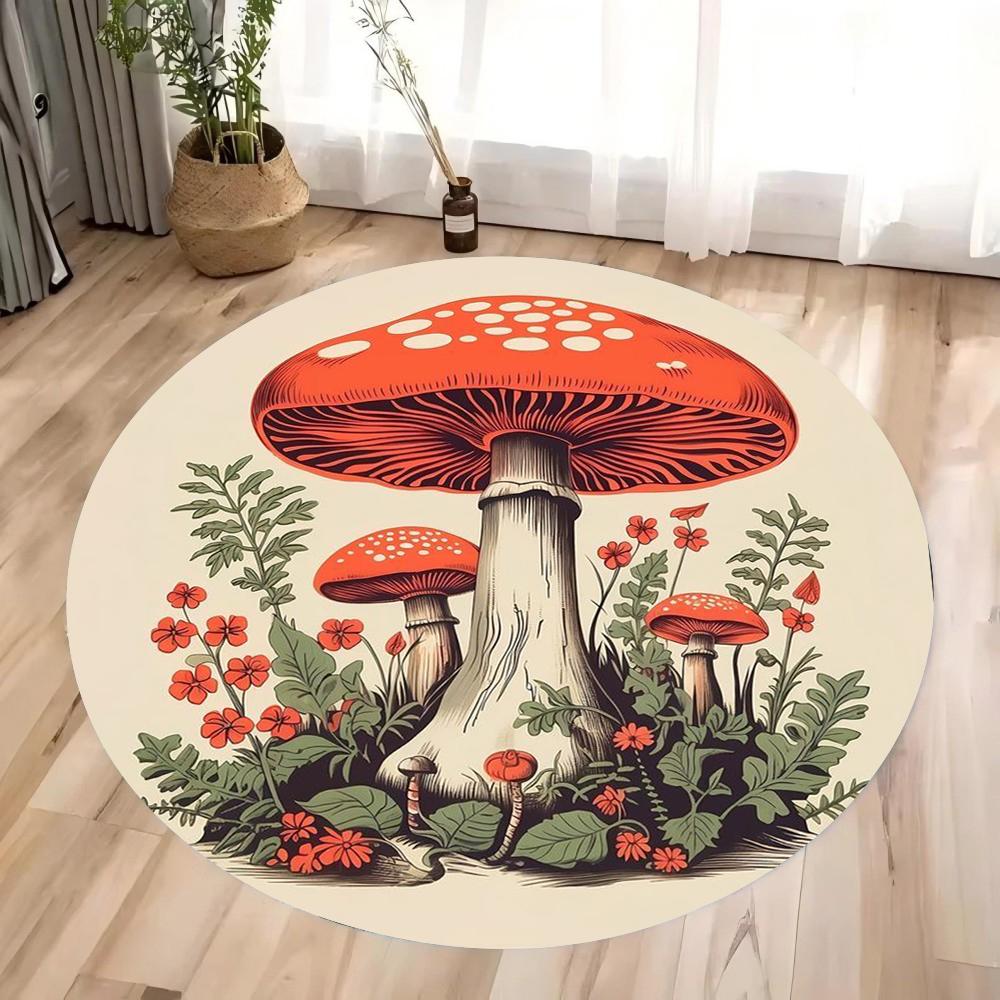 Enchanted Mushroom Kingdom Rug Colorful Round Forest Floor Mat Living Room Decor Bedroom Carpet Inspired By The Magical Forest