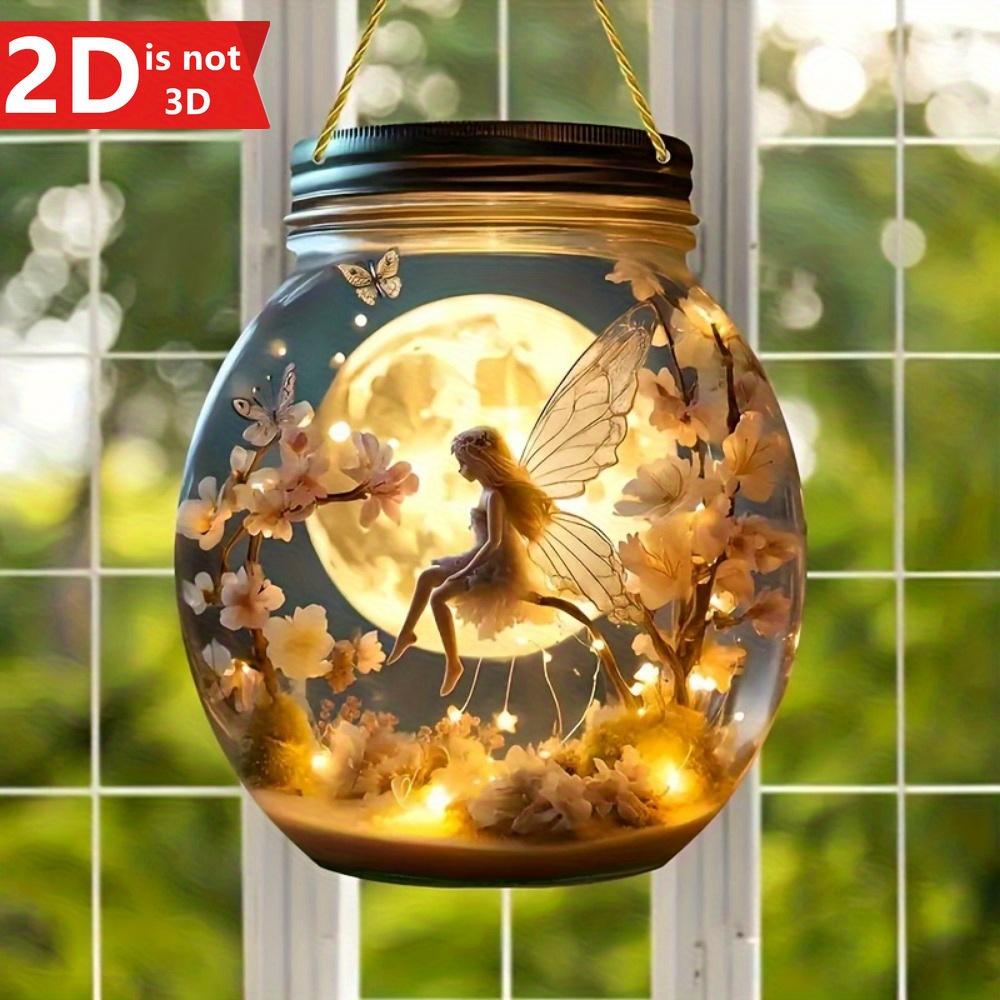 Bohemian Mason jar fairy lantern. A mystical wall-mounted decor for garden and home.