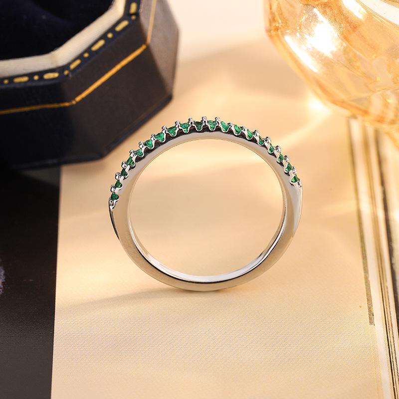 2026 Stylish and Simple Full Diamond Row Ring Rose Gold Split Single Row Ring Broken Diamond Row Diamond Ring Versatile Jewelry