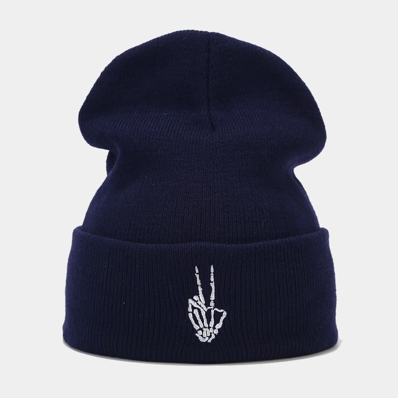 Skull Embroidered Knit Hat For Men Women Fall Winter Fashion Beanie With Sun Protection And Warmth