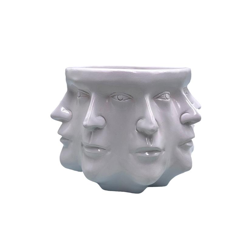 

Многогранная ваза для суккулентов, маленькое кашпо в форме головы, ваза для украшения дома, суккулентный кактус, комнатный горшок для растений белый