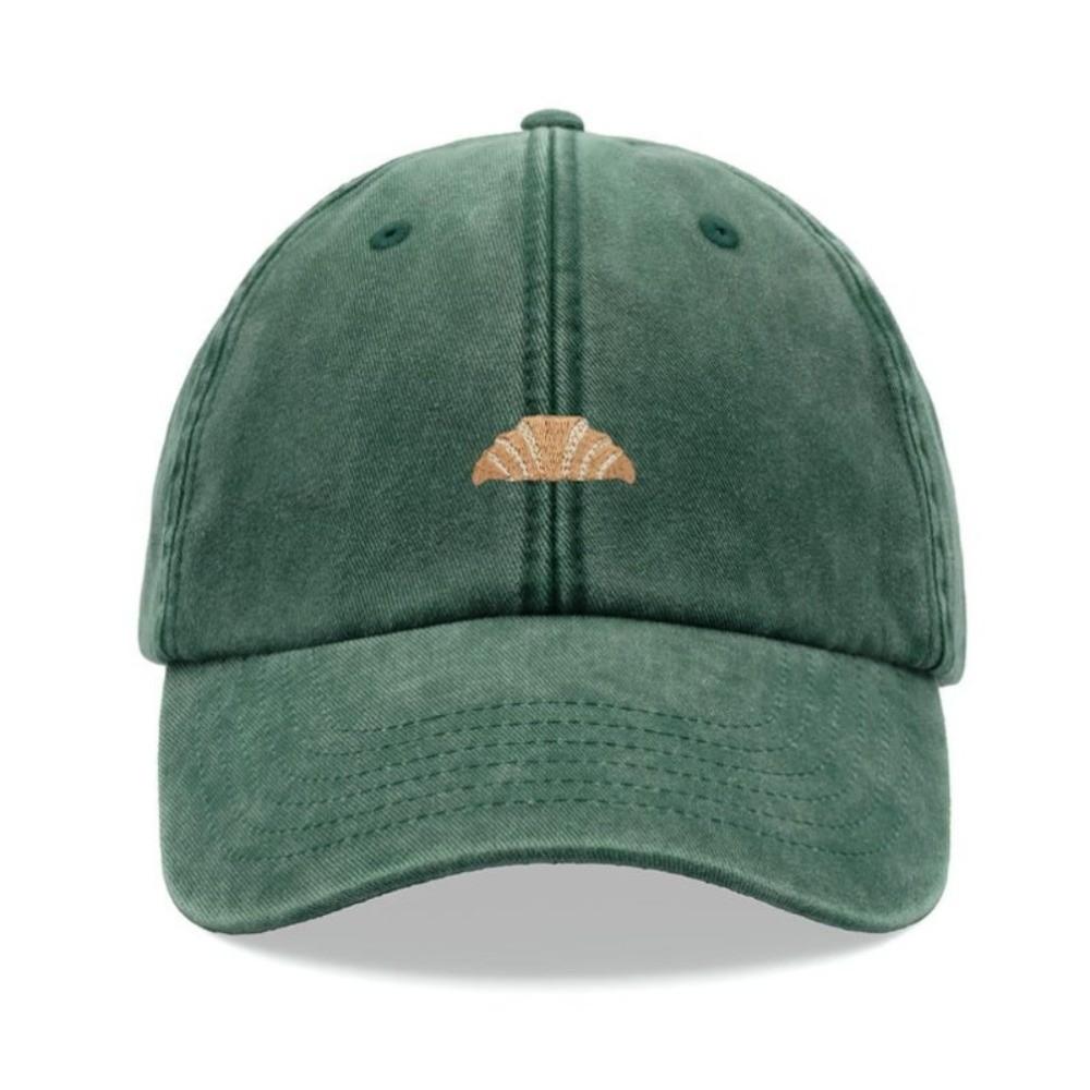 Washed Cotton Croissant Printing Baseball Cap Visor Adjustable Baseball Hats Faded Leisure Sunscreen Hats