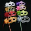 Stick Side Feather Flower Handheld Masquerade Masks With Holding Stick Festival Costume Party Translucent Half Face Mask Feather