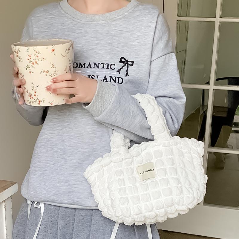 Korean Style Cloud Bubble Pleated Shoulder Handbag for Women, Large Capacity Mother-and-Child Cloth Bag