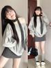 2025 Women's Off-Shoulder Korean-Style Sweatshirt - Autumn/Winter Loose Fit