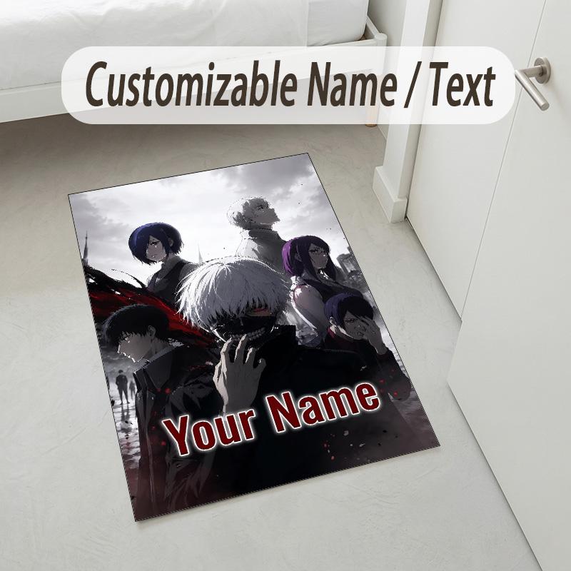 Personalized Crystal Velvet Carpet,Tokyo Ghoul Custom Printed Name, Plush Area Rug For Home Indoor Decor