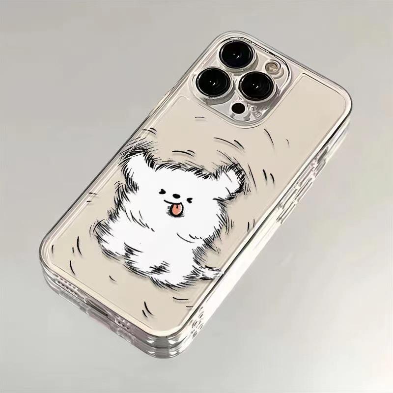 Handyhülle Für Liebhaber Paare Passend für iPhone 11 12 13 14 15 16 Pro Max XR X XS Mini 8 7 Plus SE 2020 Klare Hülle Niedlicher Cartoon-Hund