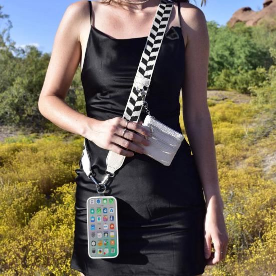 Mobile Phone Strap Cross Body Phone String with Zipper Wallet Pouch Adjustable Phone Purse for IPhone Hands-Free Phone Lanyard
