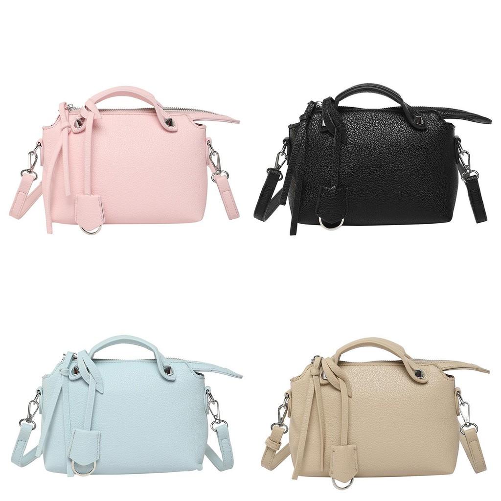 Solid Color Boston Tote Handbag Women Single Shoulder Crossbody Bag Fashion
