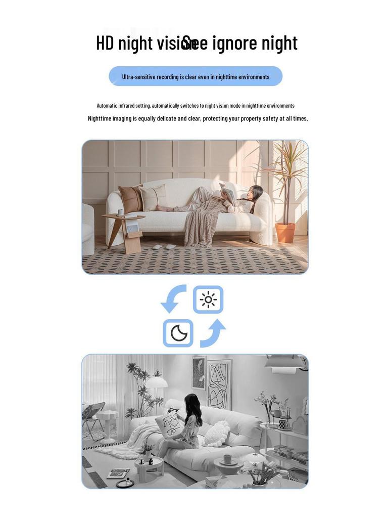 WiFi Wireless Indoor Camera: Phone-Connected, Plug-Free, Night Vision for Remote Monitoring