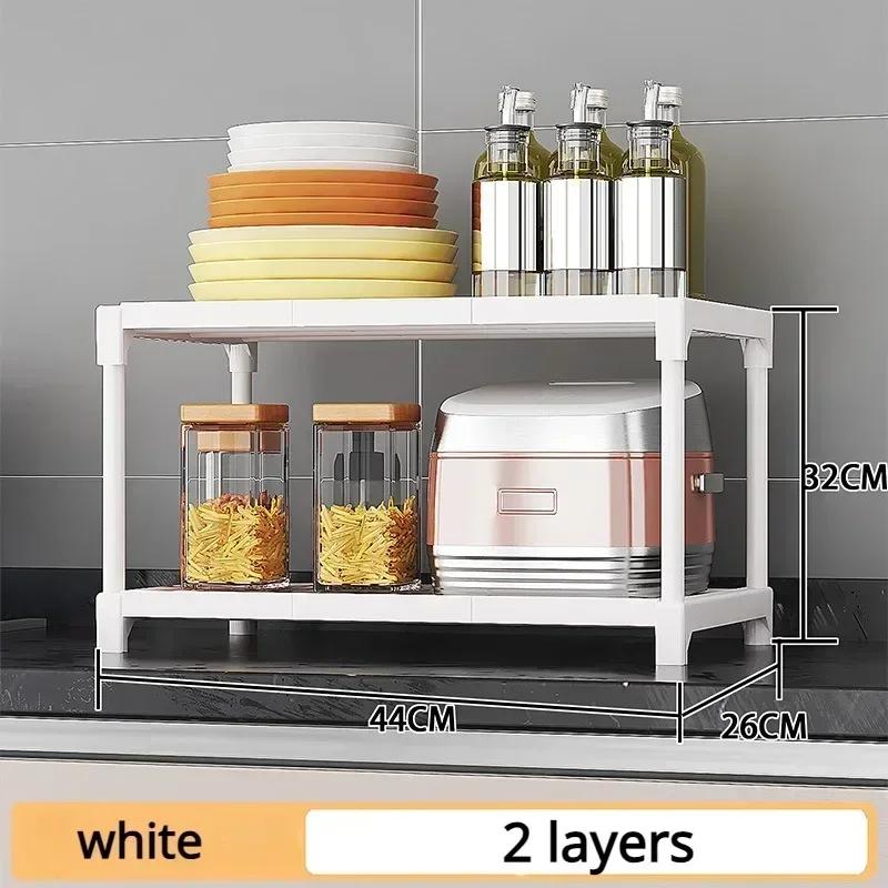 

Kitchen Storage Racks Multi-Layer Seasoning Racks Adjustable Multi-functional Stable Load-bearing Layer Microwave Oven Rack