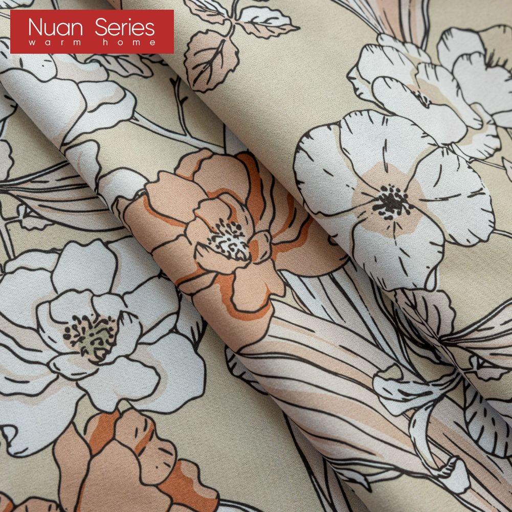 1PC Nuan Series French Romantic Antique Style Curtains with Printed Full Blackout Curtains for Bedroom Living Room Balcony Window for Home Decor