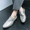 New men's lazy loafers spring rivet pointed Chelsea British large size casual trend leather shoes