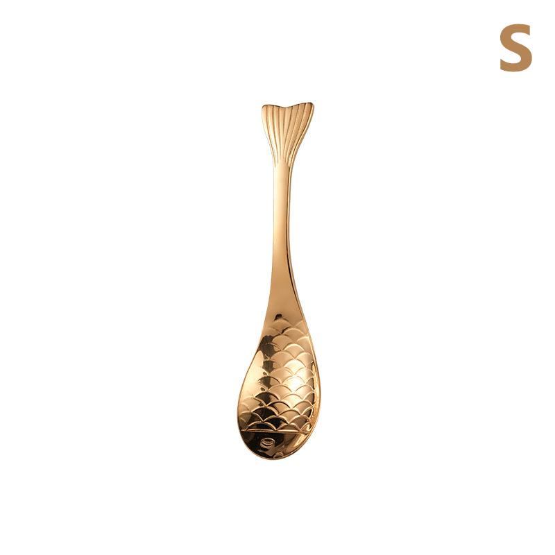304 Stainless Steel Spoon Spoon Creative Fish-Shaped Cartoon Fish Spoon Dessert Spoon Rice Spoon Gold-Plated Stirring Spoons