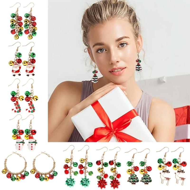 Colorful Earrings Christmas Dangle Earrings Cute Ear Pendants Alloy Material Ear Jewelry Christmas Earrings for Party