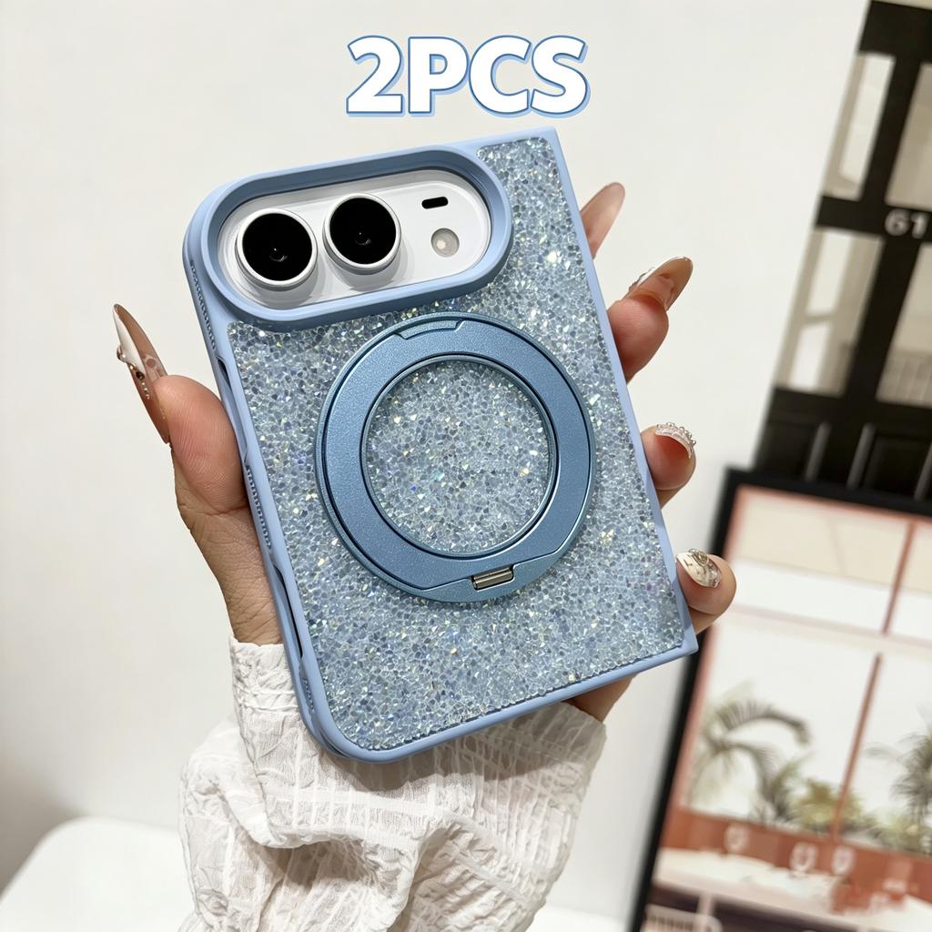 Case For Apple iPhone Duo For Foldable iPhone Duo For Magsafe With 360° Rotation Magnetic Ring Stand Luxury Bling Glitter Cover