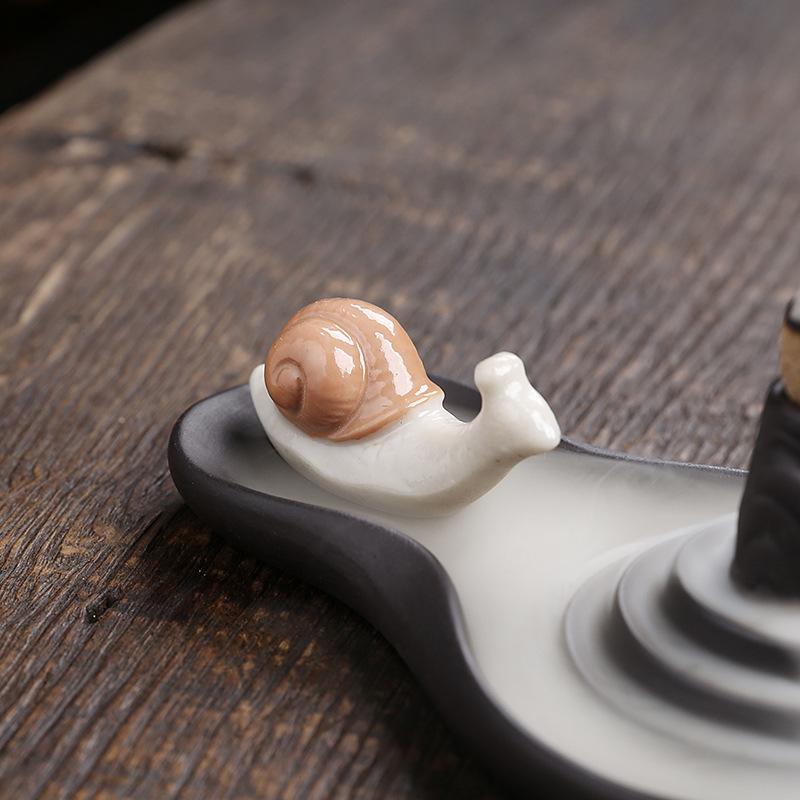 Purple Sand Backflow Incense Burner Home Decoration, Creative Snail Backflow Incense Holder Thread Incense Stick Incense Burner