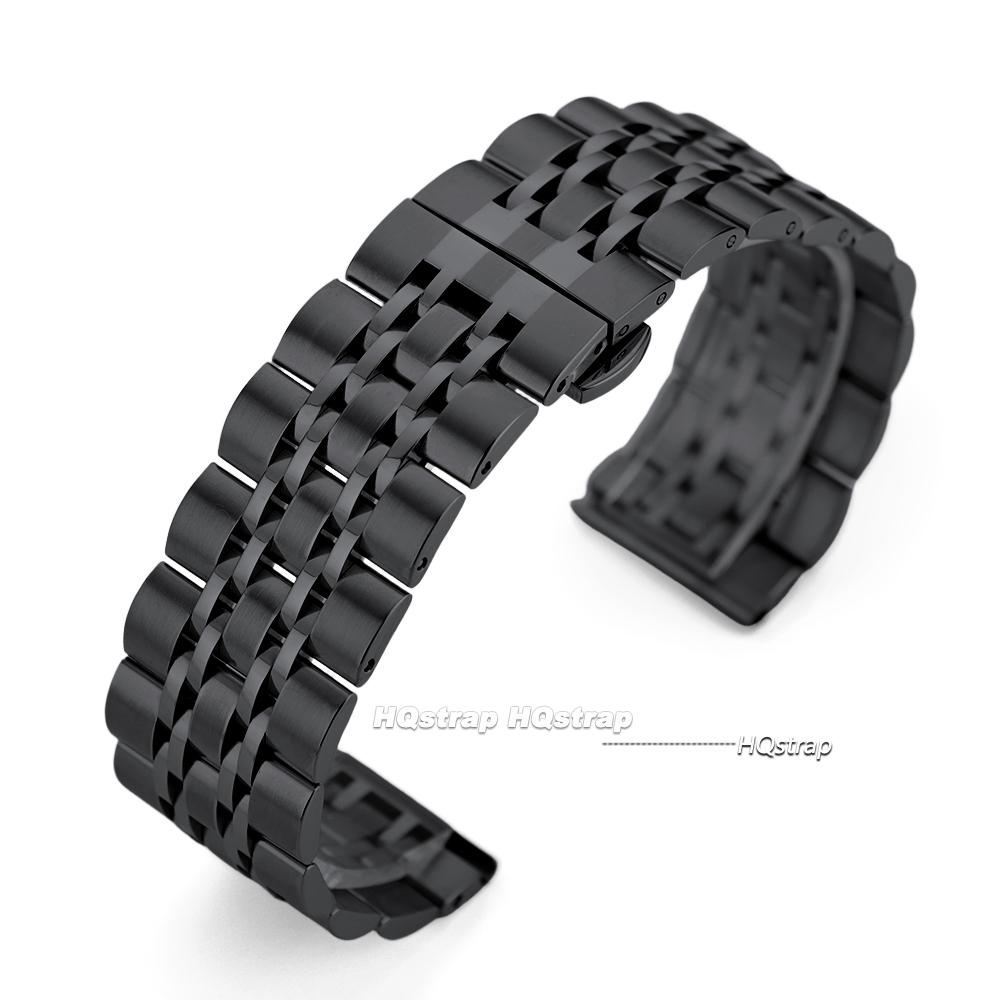 Stainless Steel Seven Bead Watch Strap 20mm 22mm Solid Butterfly Buckle Universal Watchband Accessories Quick Release Bracelet