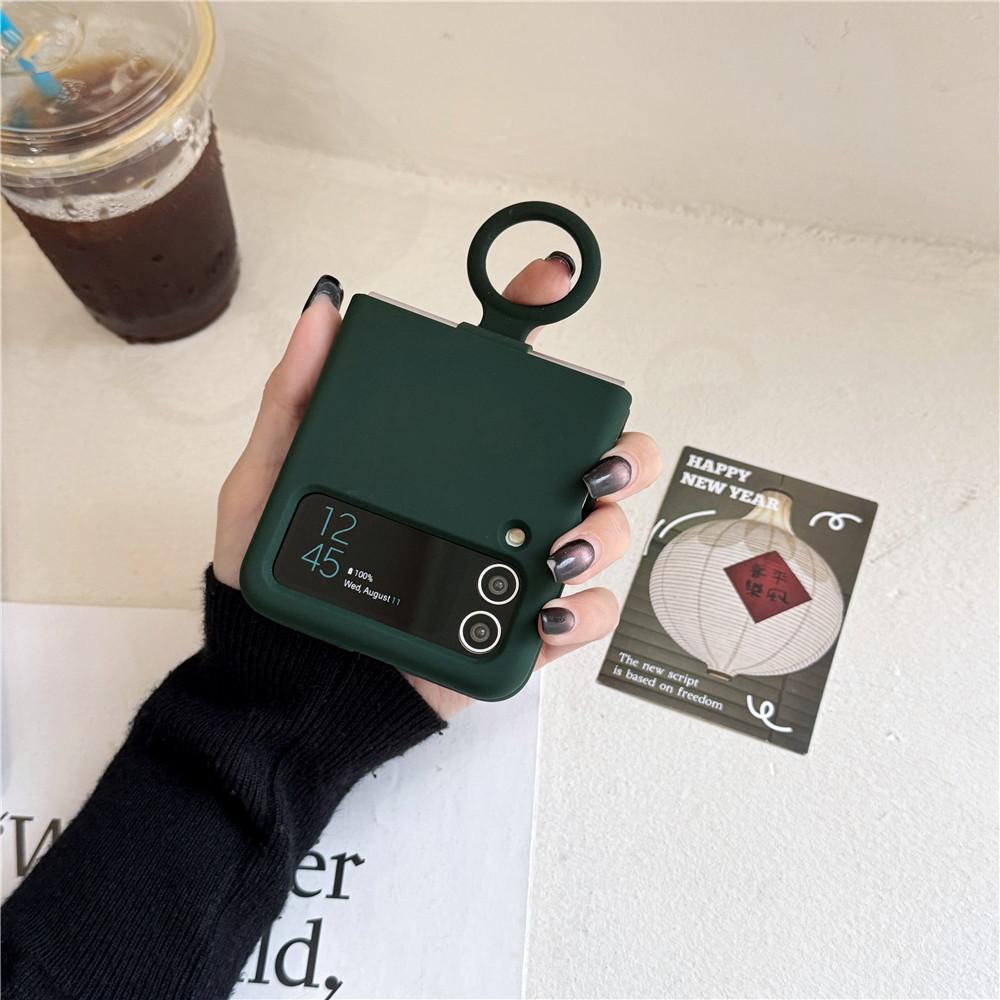 Offical Liquid Silicone Ring Holder Case For Samsung ZFlip 3 4 Folding Soft Candy Color Camera Protective Shockproof Cover Funda