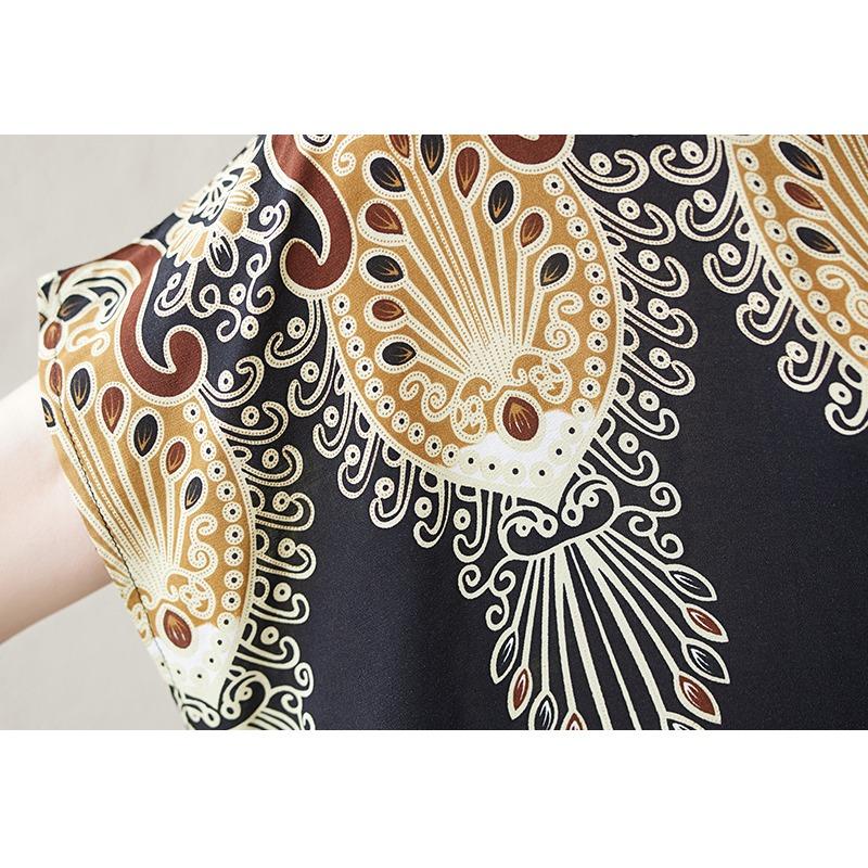 Dimanaf 2024 nadměrně velké šaty letní ženy vintage styl dovolená s výstřihem do V krátký rukáv volný nové české dlouhé šaty