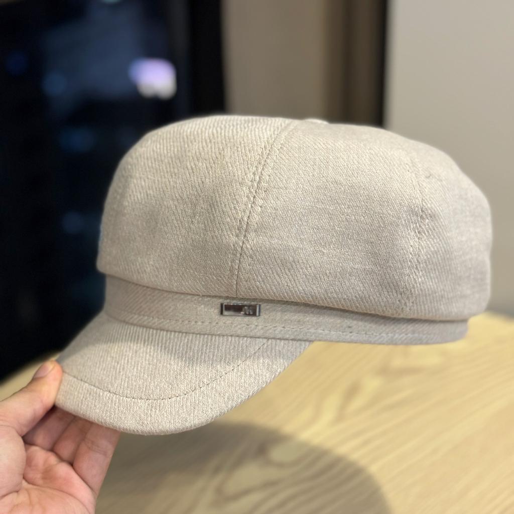 Woolen Octagonal Hat for Women Simple and Versatile Korean Style Face-showing Small Duck Tongue Beret British Style Big Round Face Hat