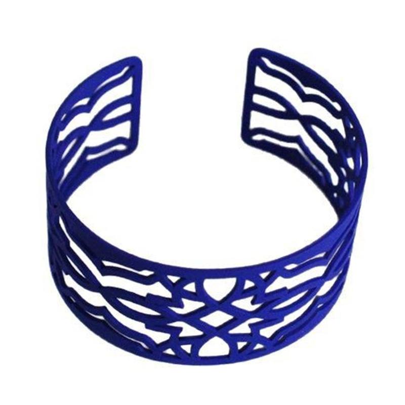 

Dark blue Coated Iron Adjustable Punk Style Open Bangle For Music Festivals And Bold Fashion Statements 1