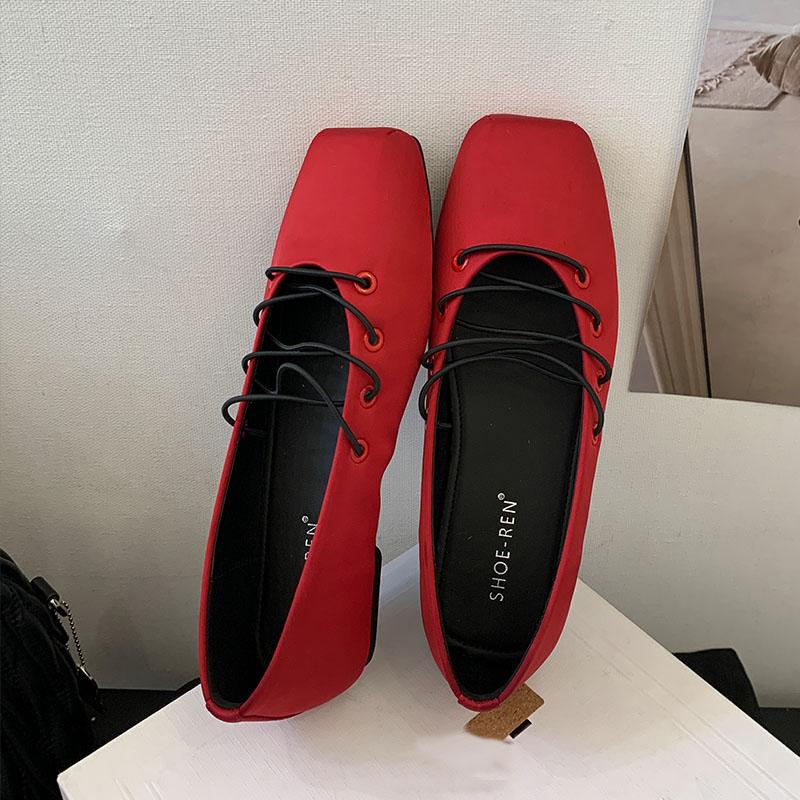 Fashion 2025 New Footwear Shallow Ladies Mary Janes Flats Shoes Luxury Soft Female Square Toe Fashion Silk Women Ballet Flats Shoes