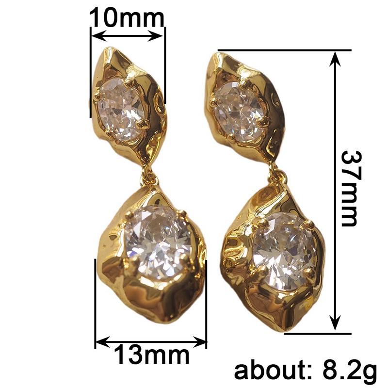 Huitan Delicate Women Gold Color Charming Drop Earrings for Luxury Wedding Anniversary Trendy Accessories Jewelry Gift with CZ