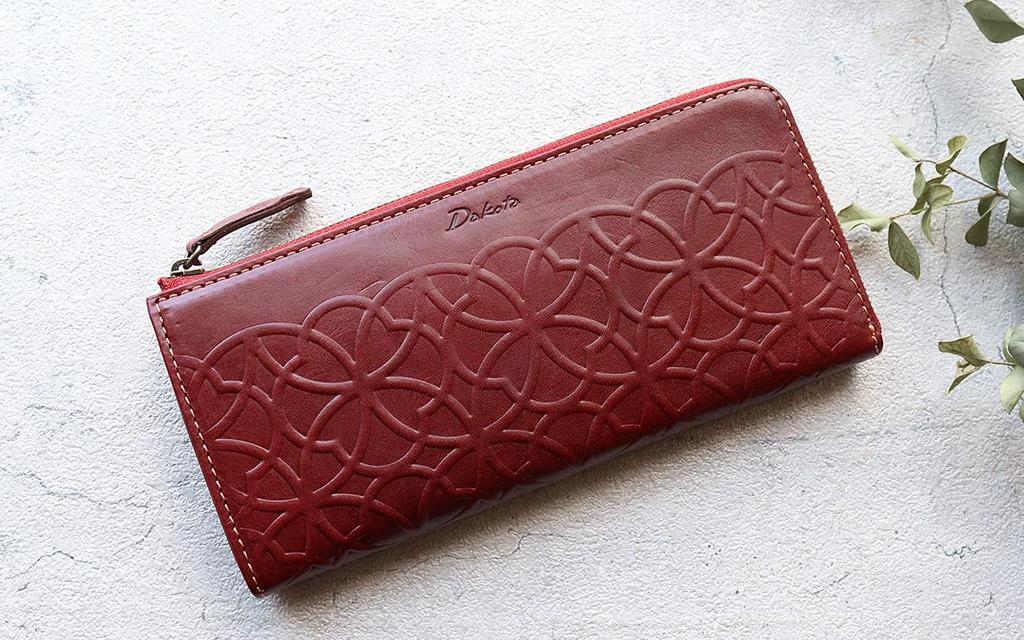 Dakota Long Wallet with Genuine Green Women's L-Shaped Zipper, Leather, (Brick (44))