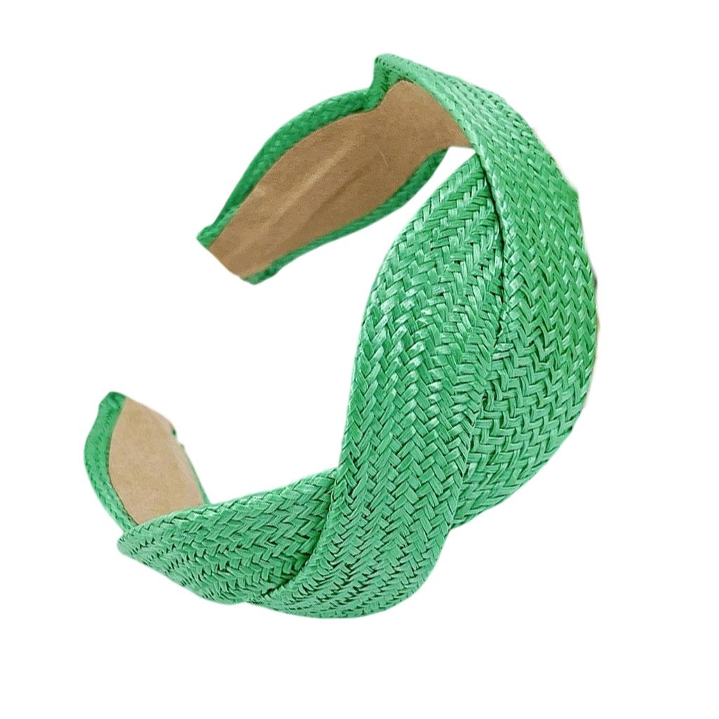 Wide Brim Braided Straw Headband Comfort Fit Solid Color Hair Accessory For Women Casual Outings Parties Vacations
