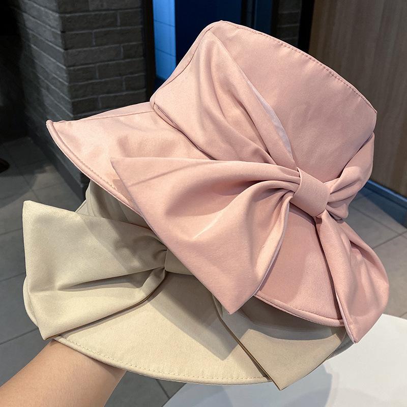 Simple fisherman's hat Children's flat-top sunshade sunscreen hat New bow sun hat Beach basin hat