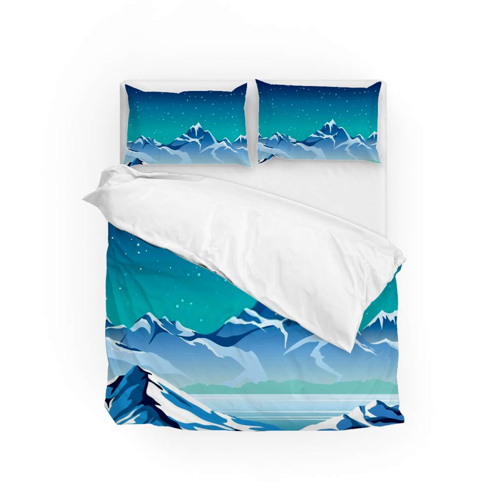 Frozen Lake Duvet Cover Sets for Teens Queen Lightweight Quilt Cover with 2 Pillowcase Winter Themed Bedding Sets No Comforter